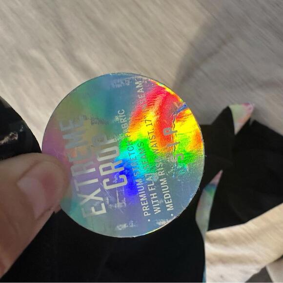 PINK Victoria's Secret Black Cropped Leggings with Colorful Side - Picture 4 of 5